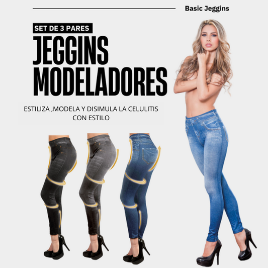 PACK 3 JEGGINGS MOLDEADORES CON EFECTO JEANS
