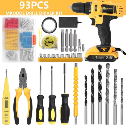 Taladro Inalámbrico 21V con 93 Piezas – Kit Completo para el Hogar 🛠️⚡